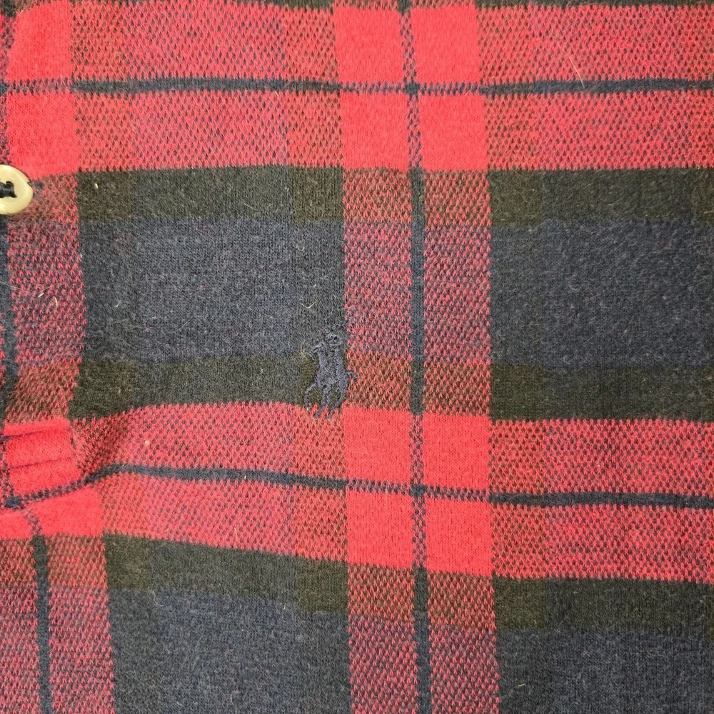 Vintage Polo Ralph Lauren Polo Shirt Mens  Large Red Plaid Long Sleeve 90s